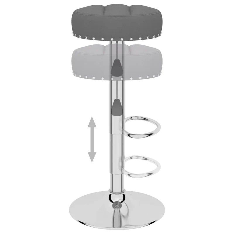 Lot de 2 tabourets de bar chaises hautes en tissu gris foncé boutons décoratifs cadre en acier DEC029709
