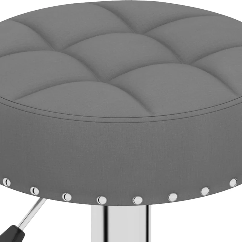 Lot de 2 tabourets de bar chaises hautes en tissu gris foncé boutons décoratifs cadre en acier DEC029709