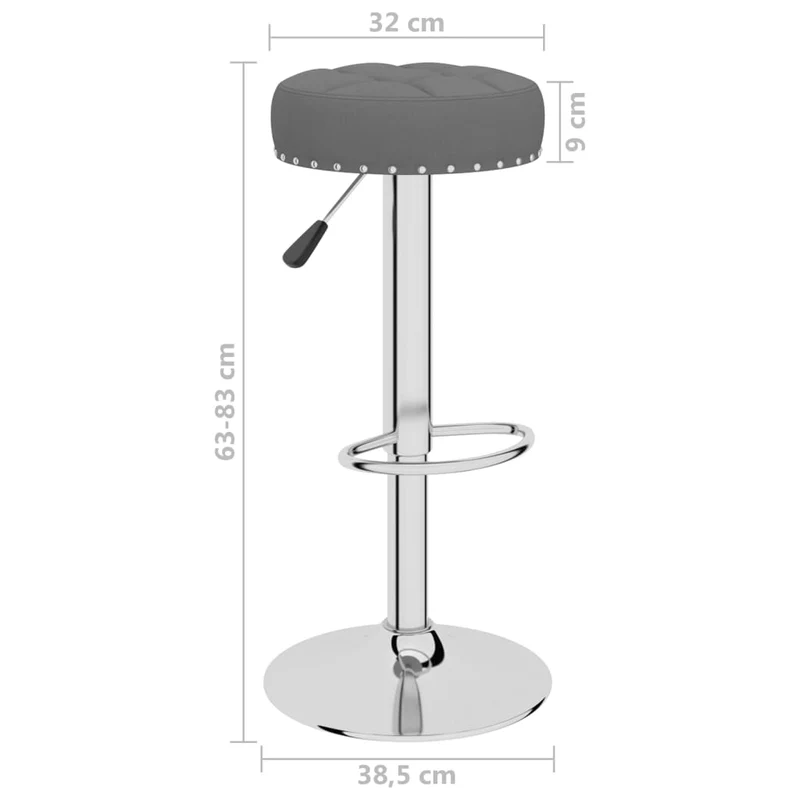Lot de 2 tabourets de bar chaises hautes en tissu gris foncé boutons décoratifs cadre en acier DEC029709