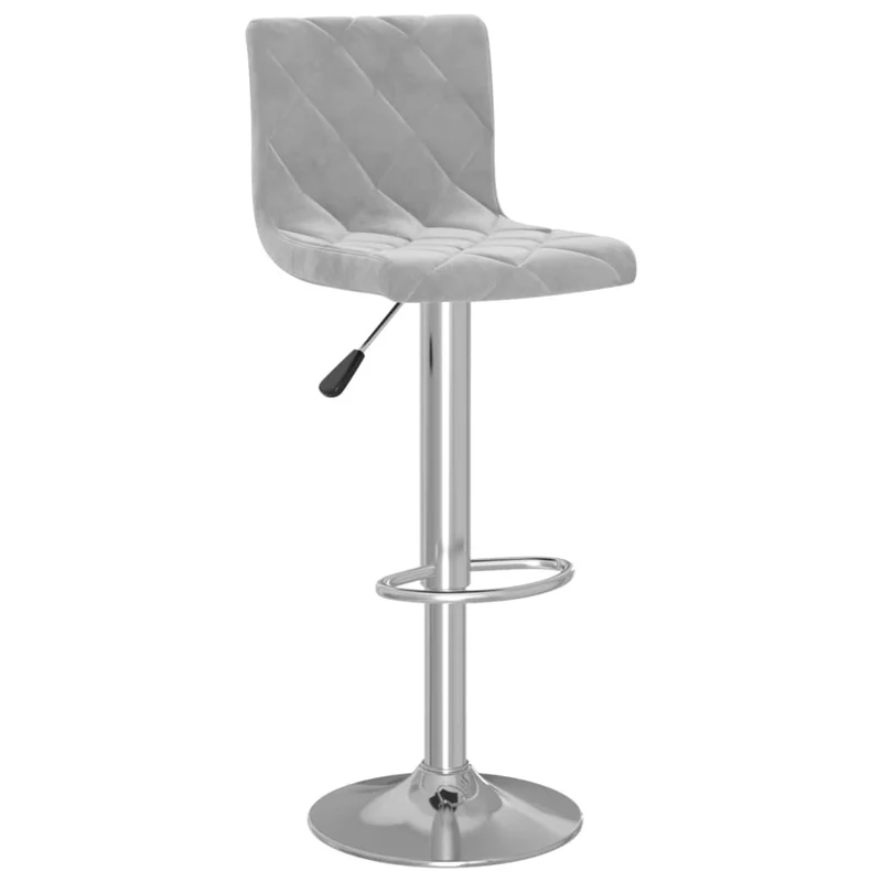 Lot de 2 tabourets de bar chaises hautes coutures en losange en velours gris clair cadre en acier DEC029693