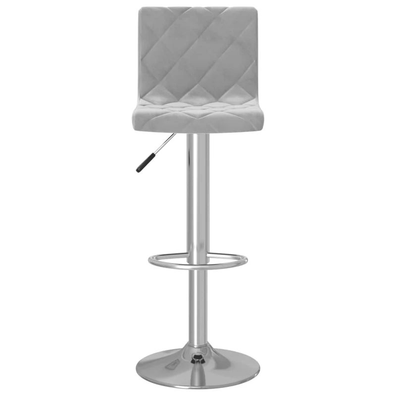 Lot de 2 tabourets de bar chaises hautes coutures en losange en velours gris clair cadre en acier DEC029693