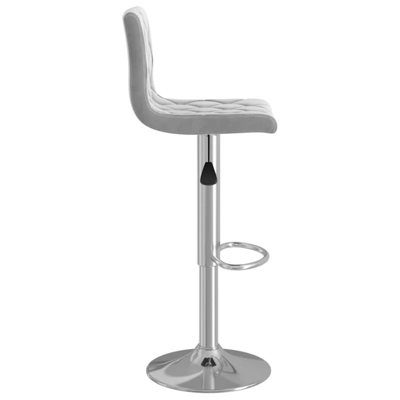 Lot de 2 tabourets de bar chaises hautes coutures en losange en velours gris clair cadre en acier DEC029693