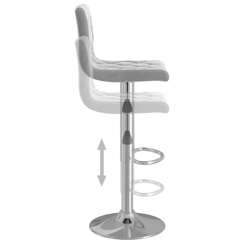 Lot de 2 tabourets de bar chaises hautes coutures en losange en velours gris clair cadre en acier DEC029693