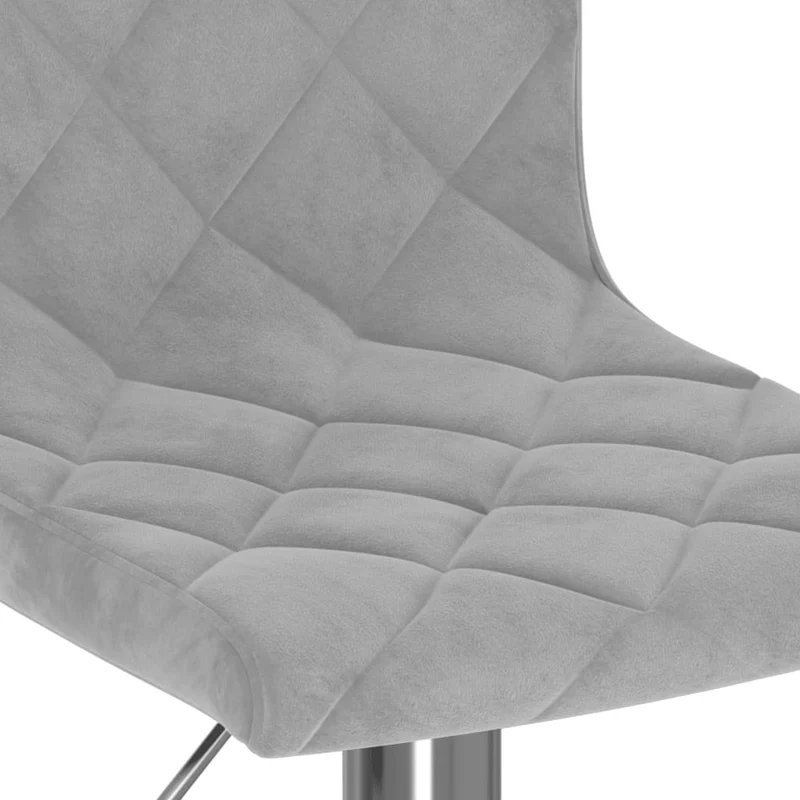 Lot de 2 tabourets de bar chaises hautes coutures en losange en velours gris clair cadre en acier DEC029693