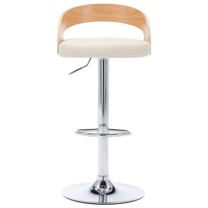 Lot de 2 tabourets de bar chaises hautes rétro en PVC crème bois courbé et métal DEC029657