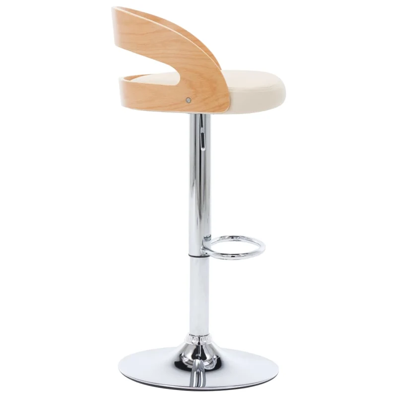 Lot de 2 tabourets de bar chaises hautes rétro en PVC crème bois courbé et métal DEC029657
