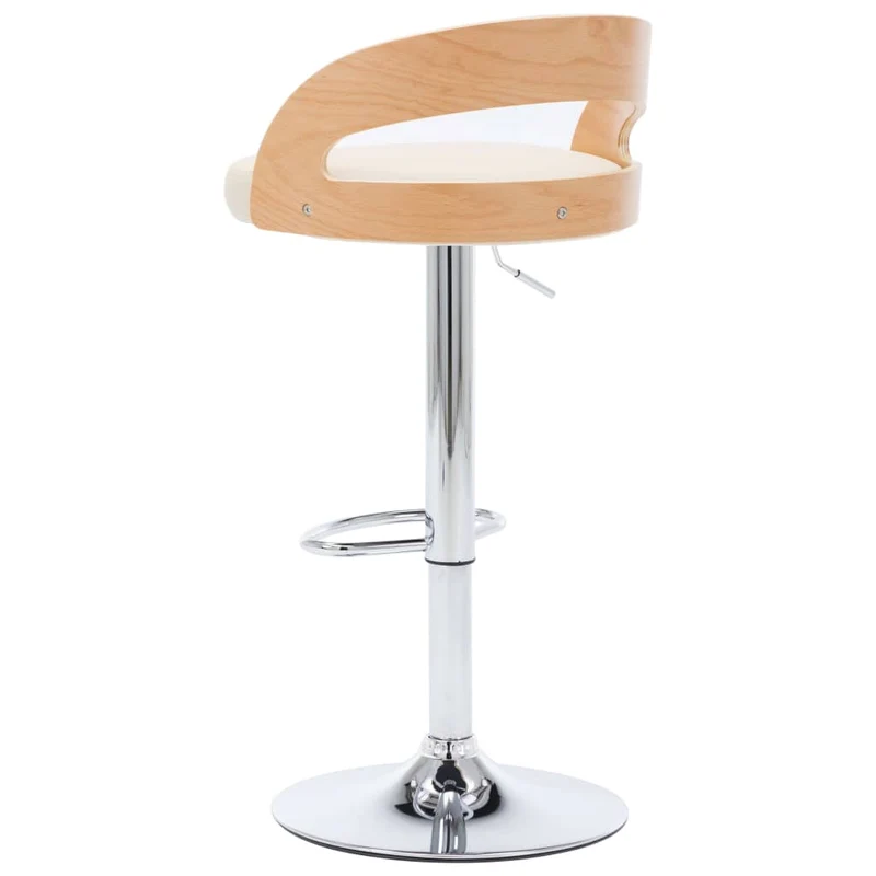 Lot de 2 tabourets de bar chaises hautes rétro en PVC crème bois courbé et métal DEC029657