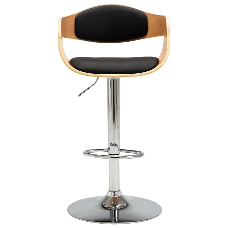 Tabouret de bar x1 chaise haute en bois courbé PVC noir et métal DEC029512