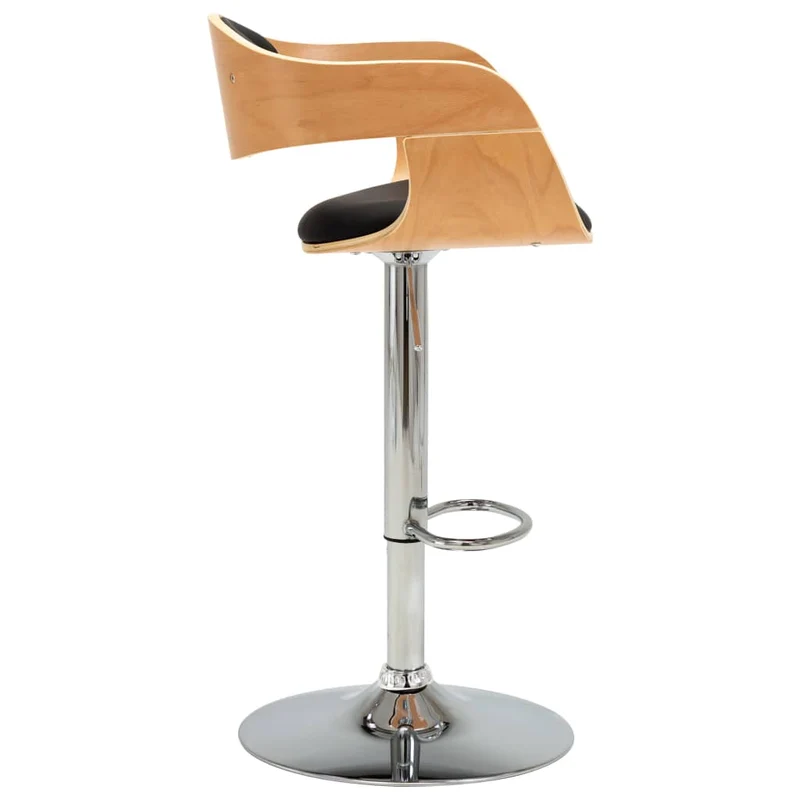 Tabouret de bar x1 chaise haute en bois courbé PVC noir et métal DEC029512