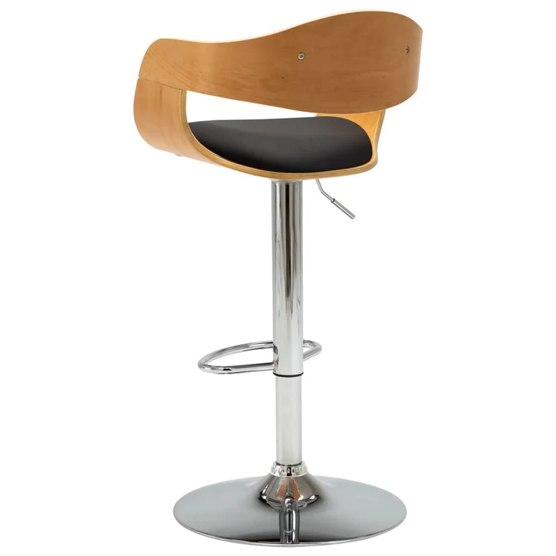 Tabouret de bar x1 chaise haute en bois courbé PVC noir et métal DEC029512