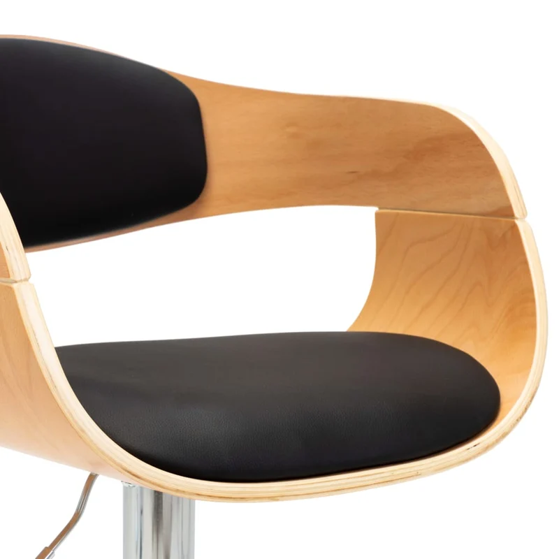 Tabouret de bar x1 chaise haute en bois courbé PVC noir et métal DEC029512