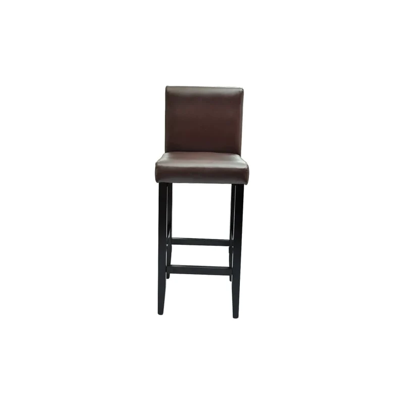 Lot de 4 tabourets de bar chaises hautes avec repose-pied en PVC marron foncé et bois DEC029919