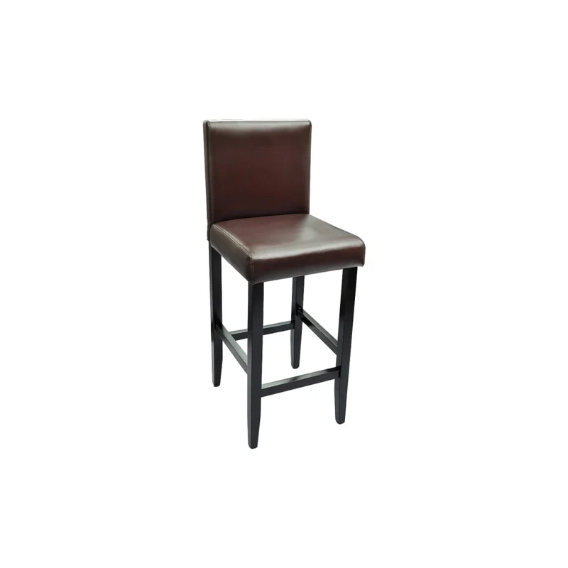 Lot de 4 tabourets de bar chaises hautes avec repose-pied en PVC marron foncé et bois DEC029919