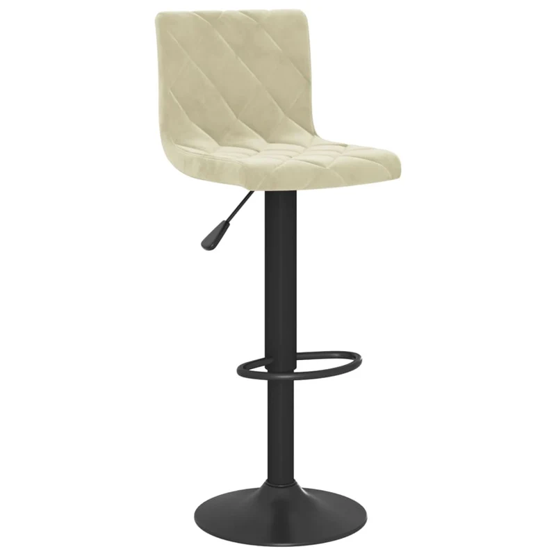 Lot de 2 tabourets de bar chaises hautes en velours crème adre en acier noir DEC029671