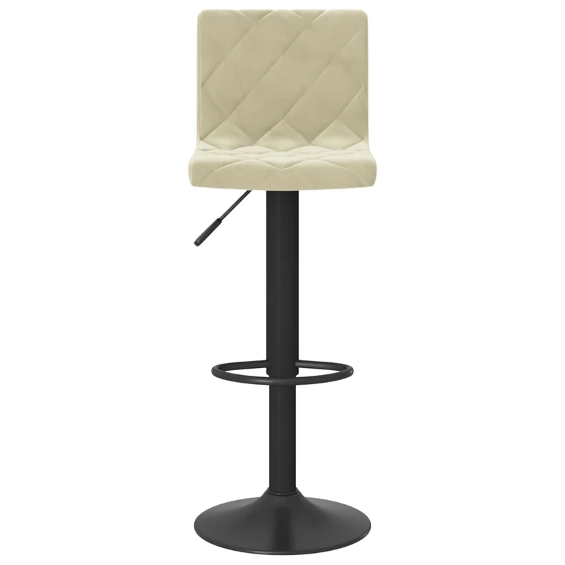 Lot de 2 tabourets de bar chaises hautes en velours crème adre en acier noir DEC029671