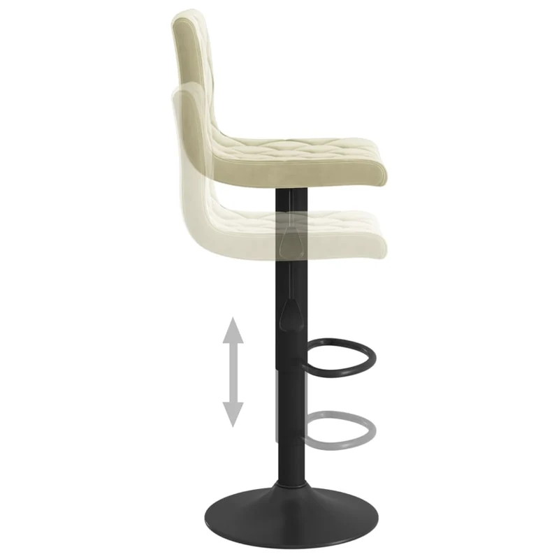 Lot de 2 tabourets de bar chaises hautes en velours crème adre en acier noir DEC029671