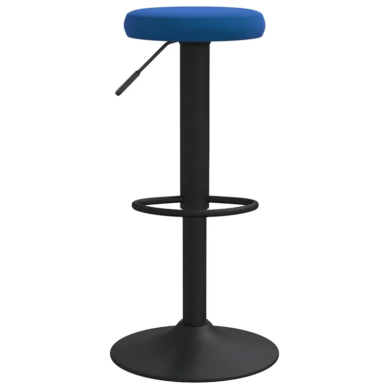 Lot de 2 tabourets de bar chaises hautes hauteur réglable en velours bleu et aier noir DEC029633