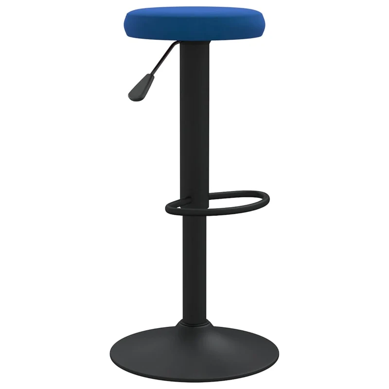 Lot de 2 tabourets de bar chaises hautes hauteur réglable en velours bleu et aier noir DEC029633