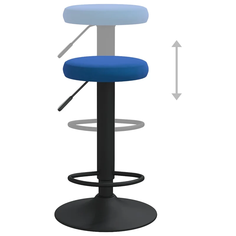 Lot de 2 tabourets de bar chaises hautes hauteur réglable en velours bleu et aier noir DEC029633