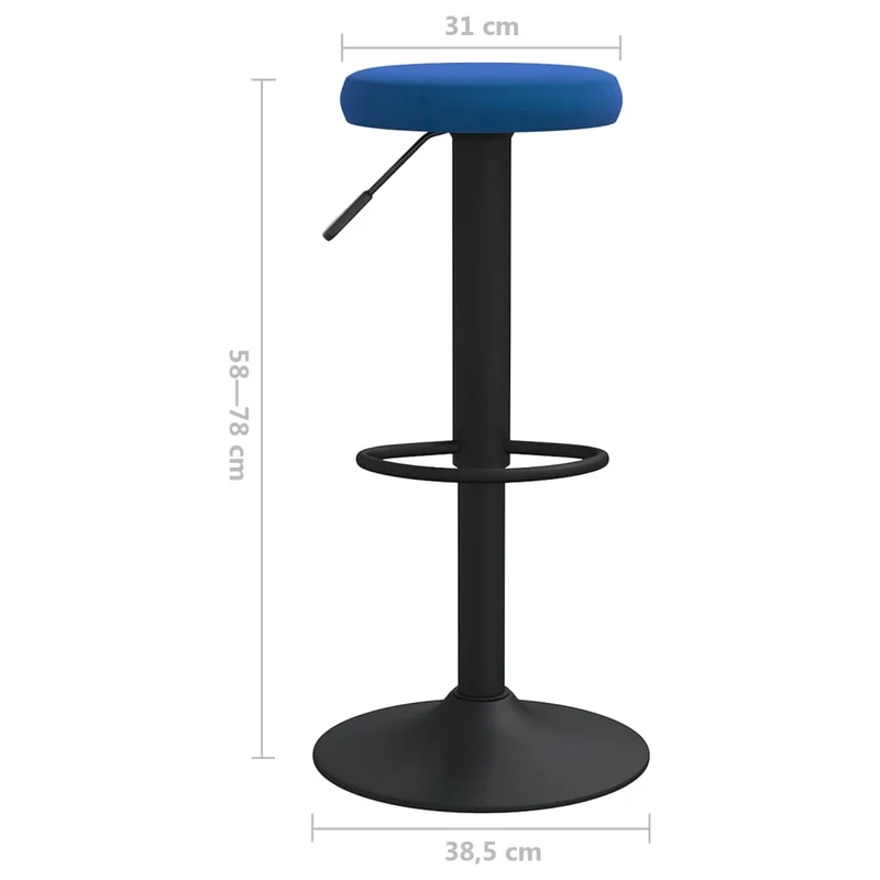 Lot de 2 tabourets de bar chaises hautes hauteur réglable en velours bleu et aier noir DEC029633