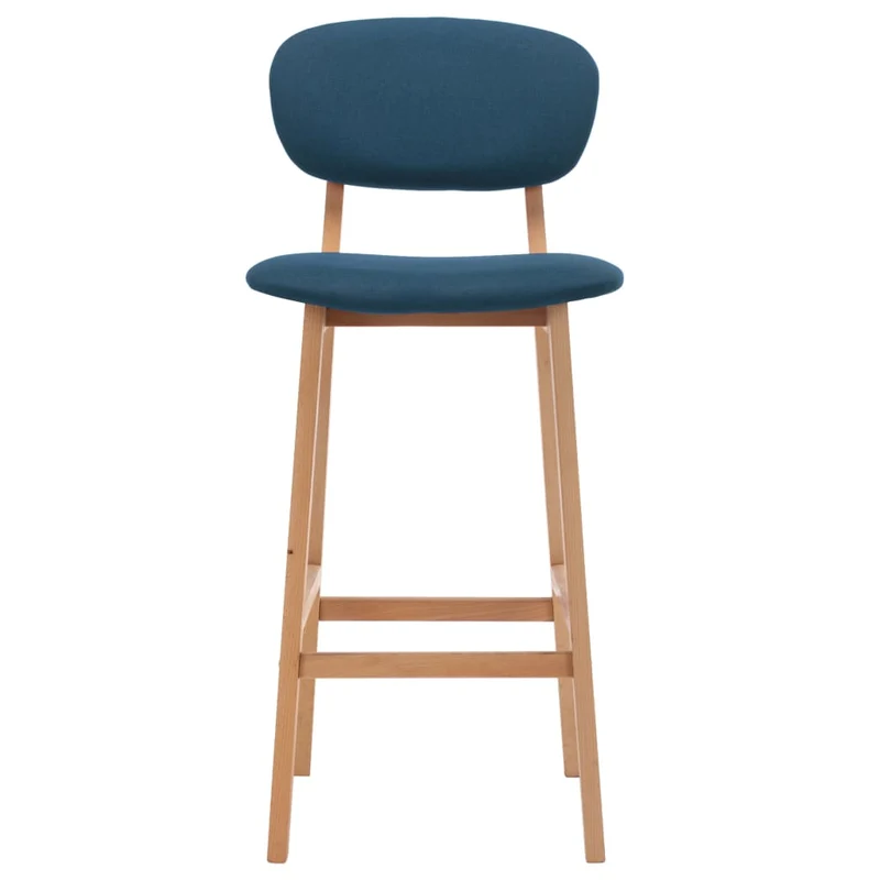 Lot de 2 tabourets de bar chaises hautes en tissu bleu pieds en bois de hêtre DEC029623