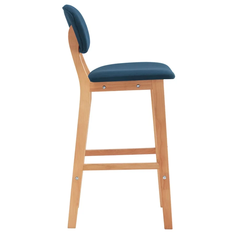 Lot de 2 tabourets de bar chaises hautes en tissu bleu pieds en bois de hêtre DEC029623