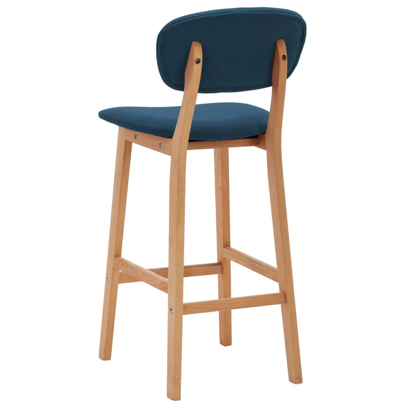 Lot de 2 tabourets de bar chaises hautes en tissu bleu pieds en bois de hêtre DEC029623