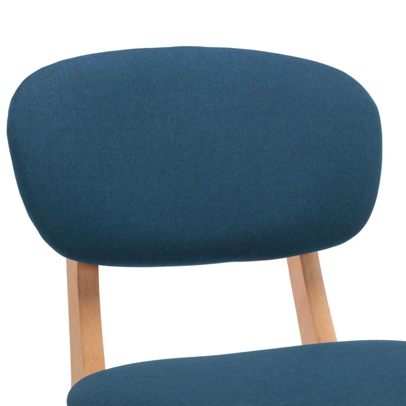 Lot de 2 tabourets de bar chaises hautes en tissu bleu pieds en bois de hêtre DEC029623