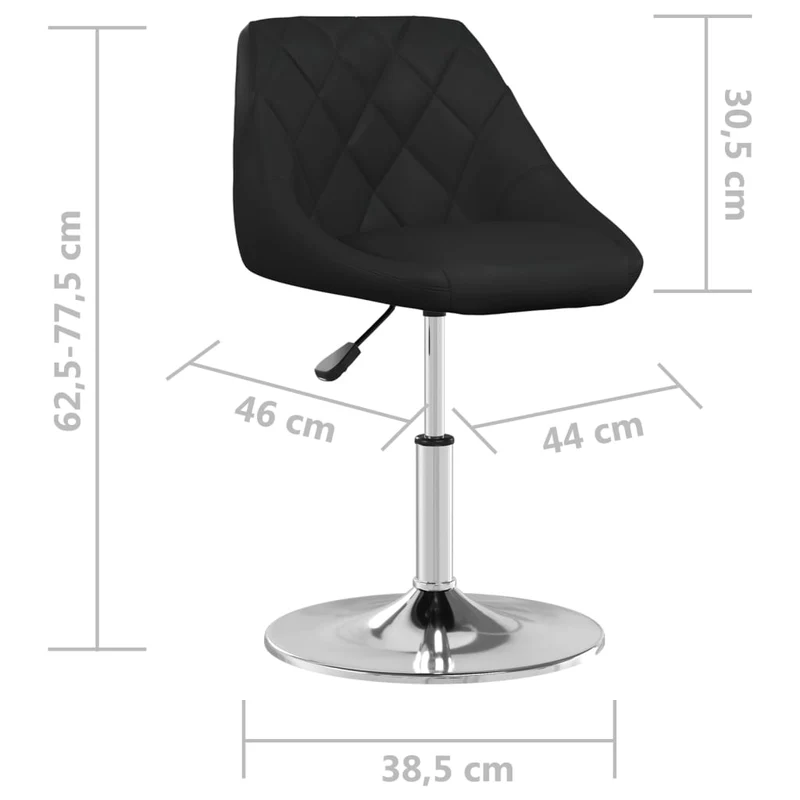 Tabouret de bar x1 chaise haute coutures en losange en PVC noir cadre en acier DEC029520