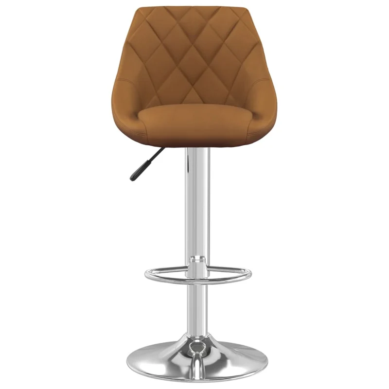 Tabouret de bar x1 chaise haute avec coutures losange en velours marron et acier DEC029510