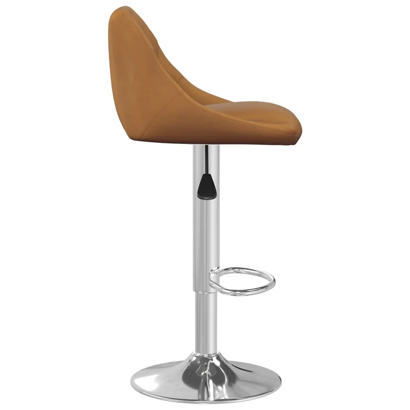 Tabouret de bar x1 chaise haute avec coutures losange en velours marron et acier DEC029510