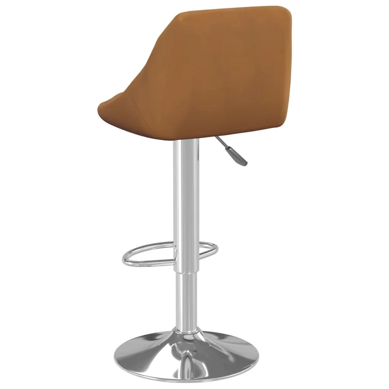 Tabouret de bar x1 chaise haute avec coutures losange en velours marron et acier DEC029510