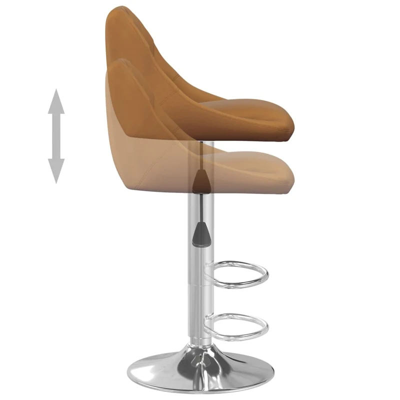 Tabouret de bar x1 chaise haute avec coutures losange en velours marron et acier DEC029510