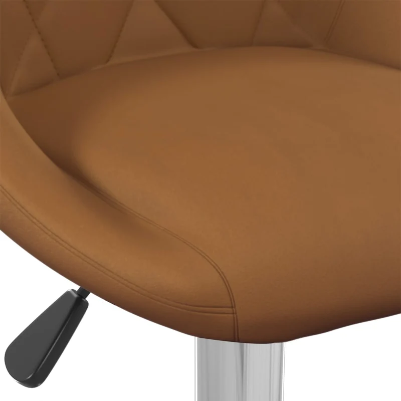 Tabouret de bar x1 chaise haute avec coutures losange en velours marron et acier DEC029510