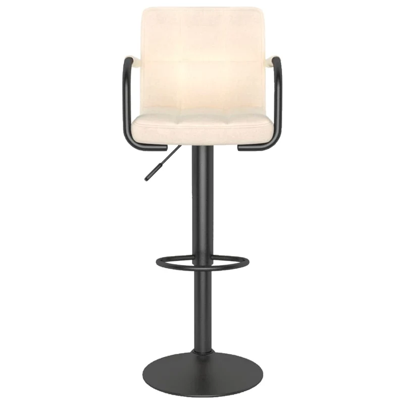 Tabouret de bar x1 chaise haute avec dossier et accoudoirs en tissu crème cadre en acier DEC029467