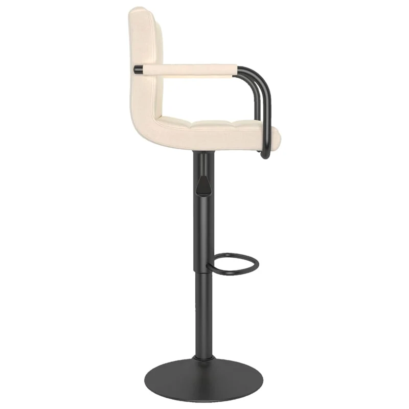 Tabouret de bar x1 chaise haute avec dossier et accoudoirs en tissu crème cadre en acier DEC029467