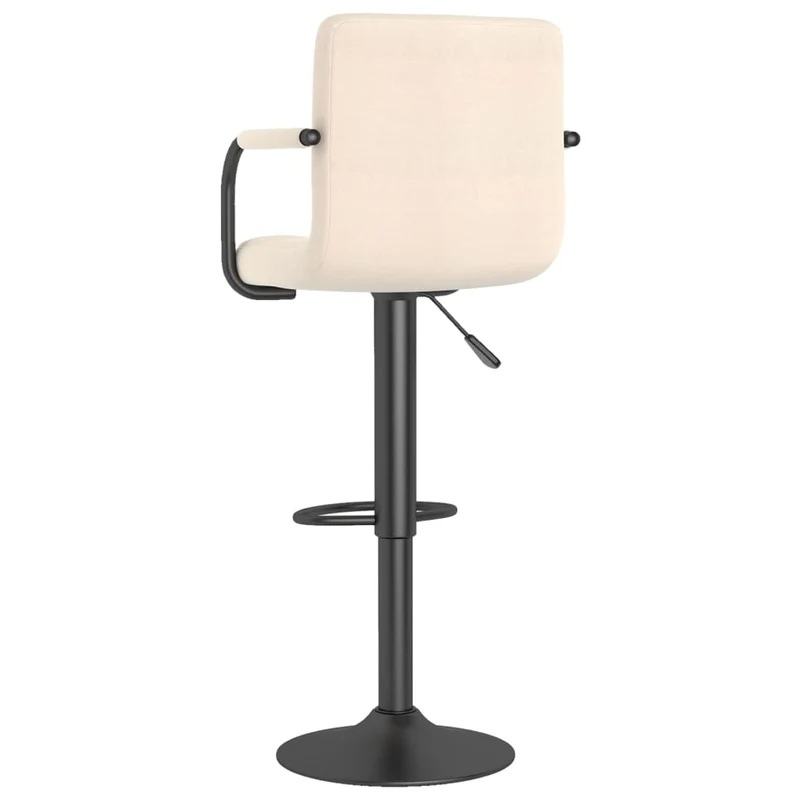 Tabouret de bar x1 chaise haute avec dossier et accoudoirs en tissu crème cadre en acier DEC029467