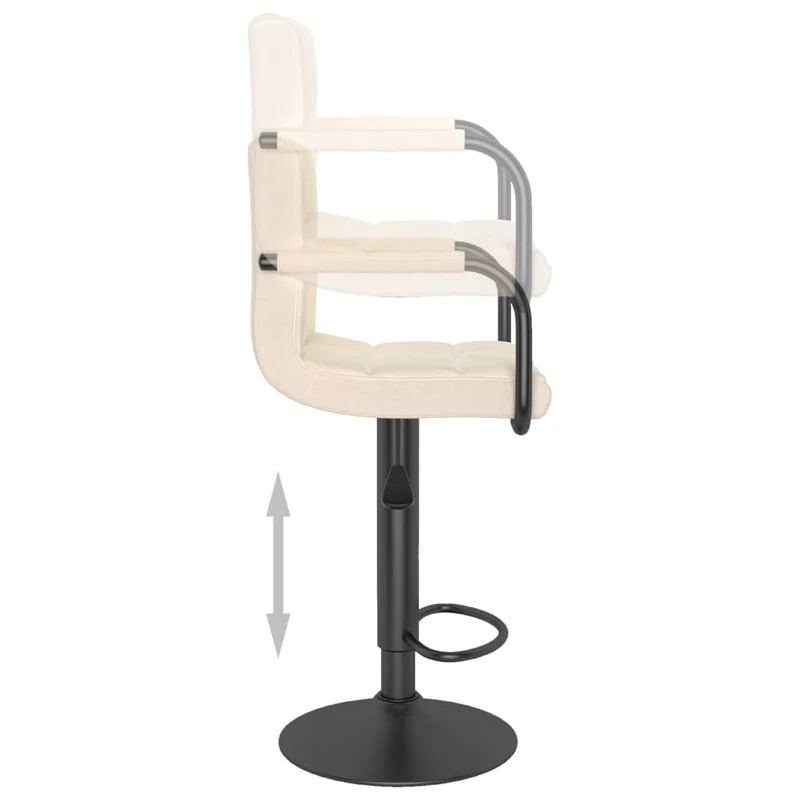 Tabouret de bar x1 chaise haute avec dossier et accoudoirs en tissu crème cadre en acier DEC029467