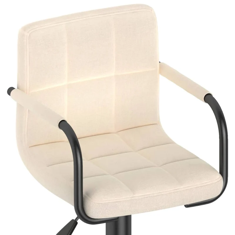 Tabouret de bar x1 chaise haute avec dossier et accoudoirs en tissu crème cadre en acier DEC029467