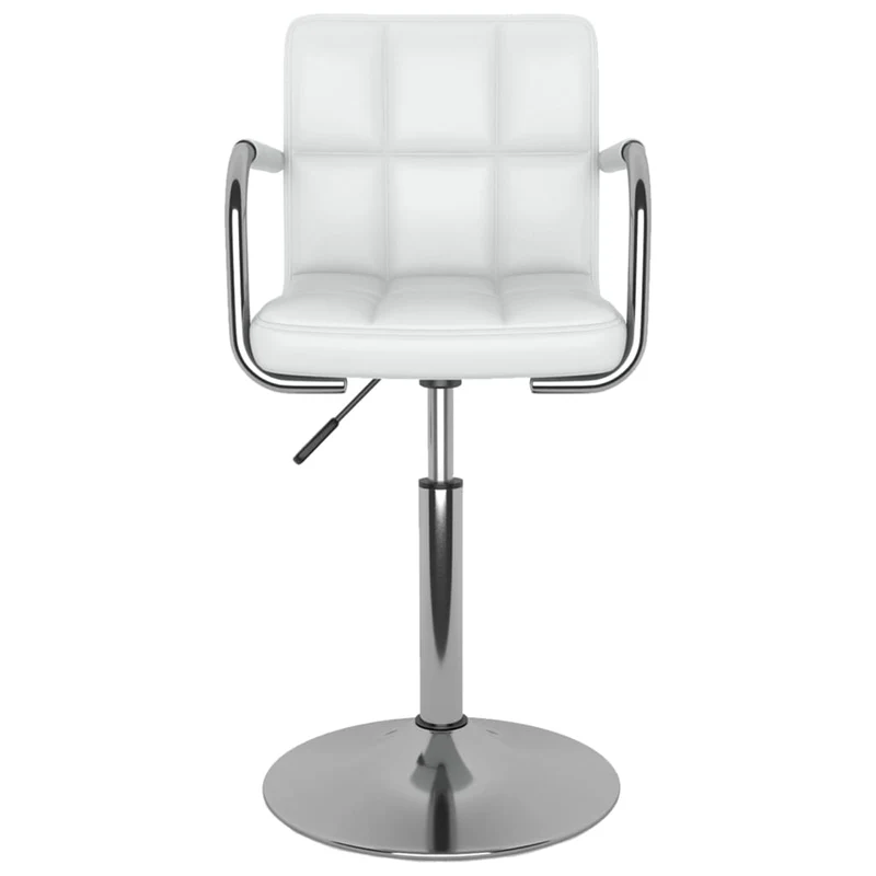 Tabouret de bar x1 chaise haute avec dossier et accoudoirs en PVC blanc et acier DEC029446