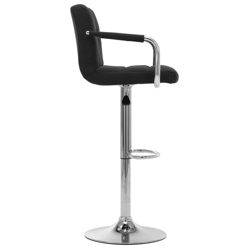 Tabouret de bar x1 chaise haute avec dossier et accoudoirs en tissu noir cadre en acier DEC029325