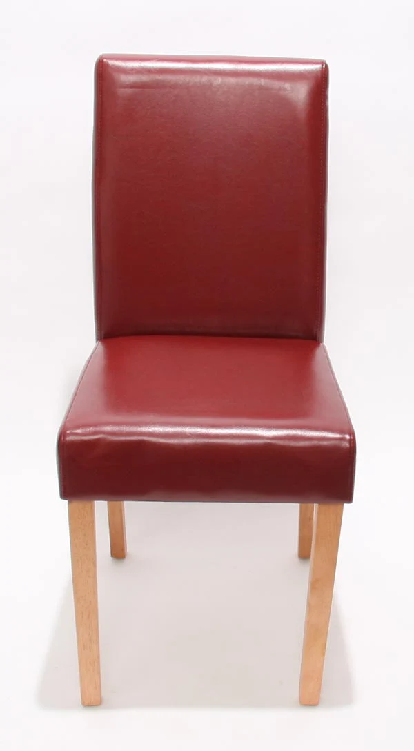Lot de 4 chaises de salle à manger cuisine en cuir rouge pieds en bois clair design moderne 04_0000556