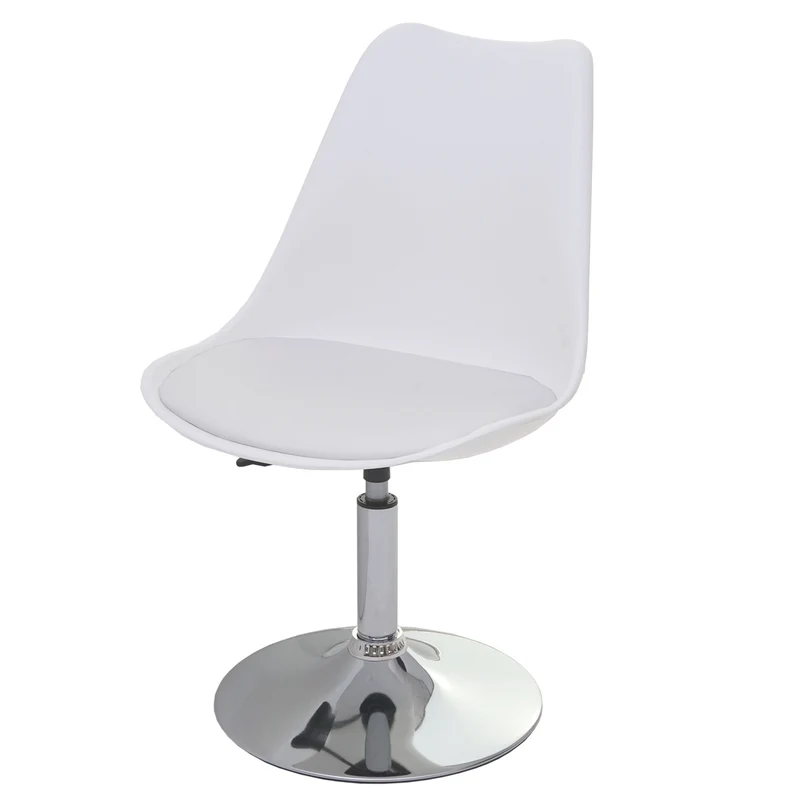 Lot de 2 chaises de salle à manger pivotantes réglable en hauteur PVC blanc piètement chromé 04_0000272