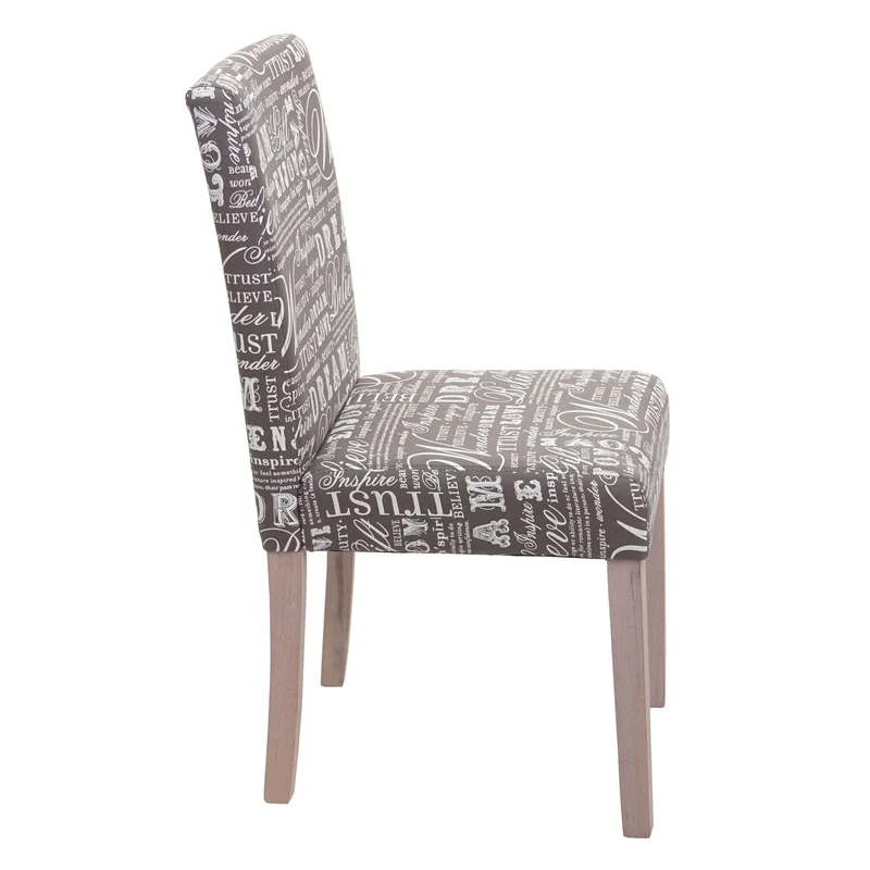 Lot de 2 chaises de salle à manger cuisine en tissu gris motif lettrage des pieds en bois clair 04_0000430