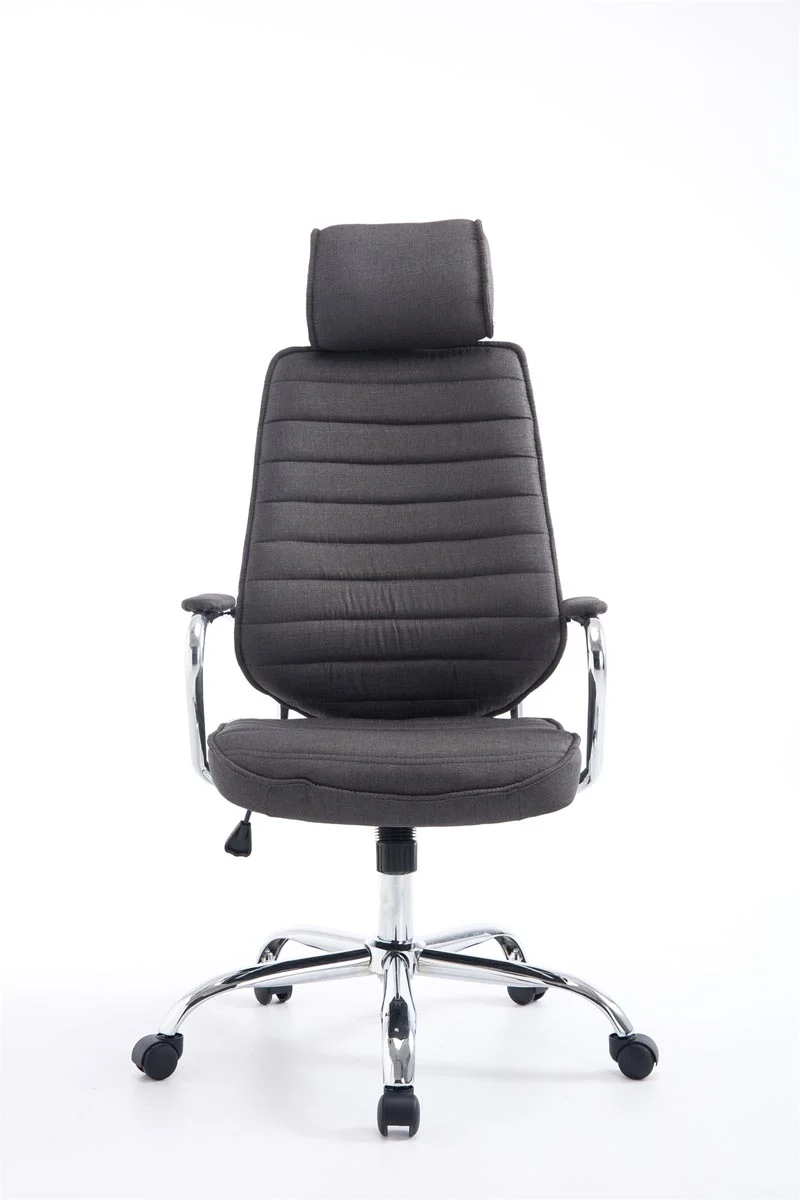 Fauteuil de bureau hauteur réglable pivotant mécanisme de bascule tissu gris foncé et métal chromé 10_0002625