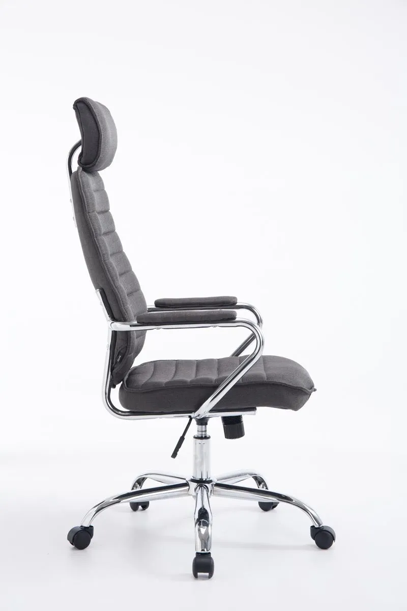 Fauteuil de bureau hauteur réglable pivotant mécanisme de bascule tissu gris foncé et métal chromé 10_0002625