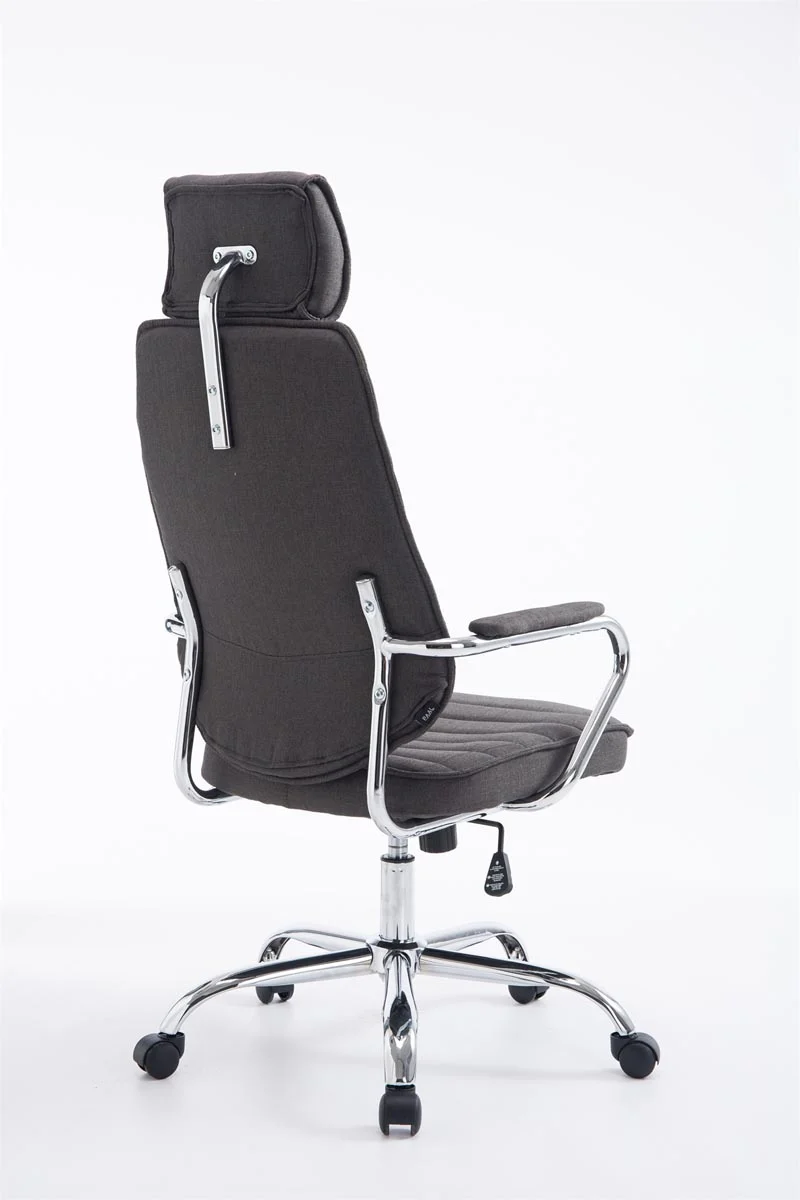 Fauteuil de bureau hauteur réglable pivotant mécanisme de bascule tissu gris foncé et métal chromé 10_0002625