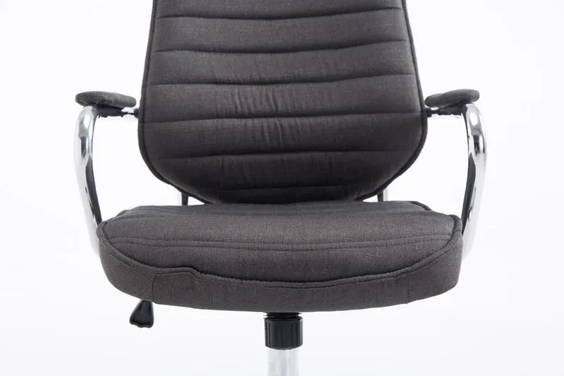 Fauteuil de bureau hauteur réglable pivotant mécanisme de bascule tissu gris foncé et métal chromé 10_0002625