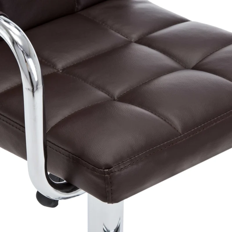 Lot de 2 tabourets de bar chaises hautes avec accoudoirs et dossier en PVC marron et acier DEC029774