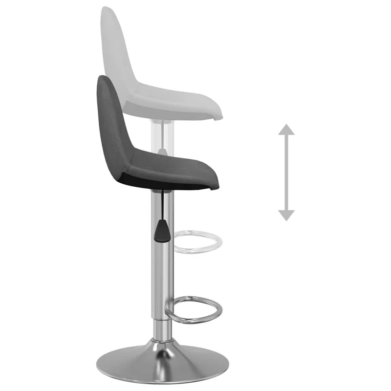 Lot de 2 tabourets de bar chaises hautes avec repose-pieds en tissu gris foncé et acier DEC029708